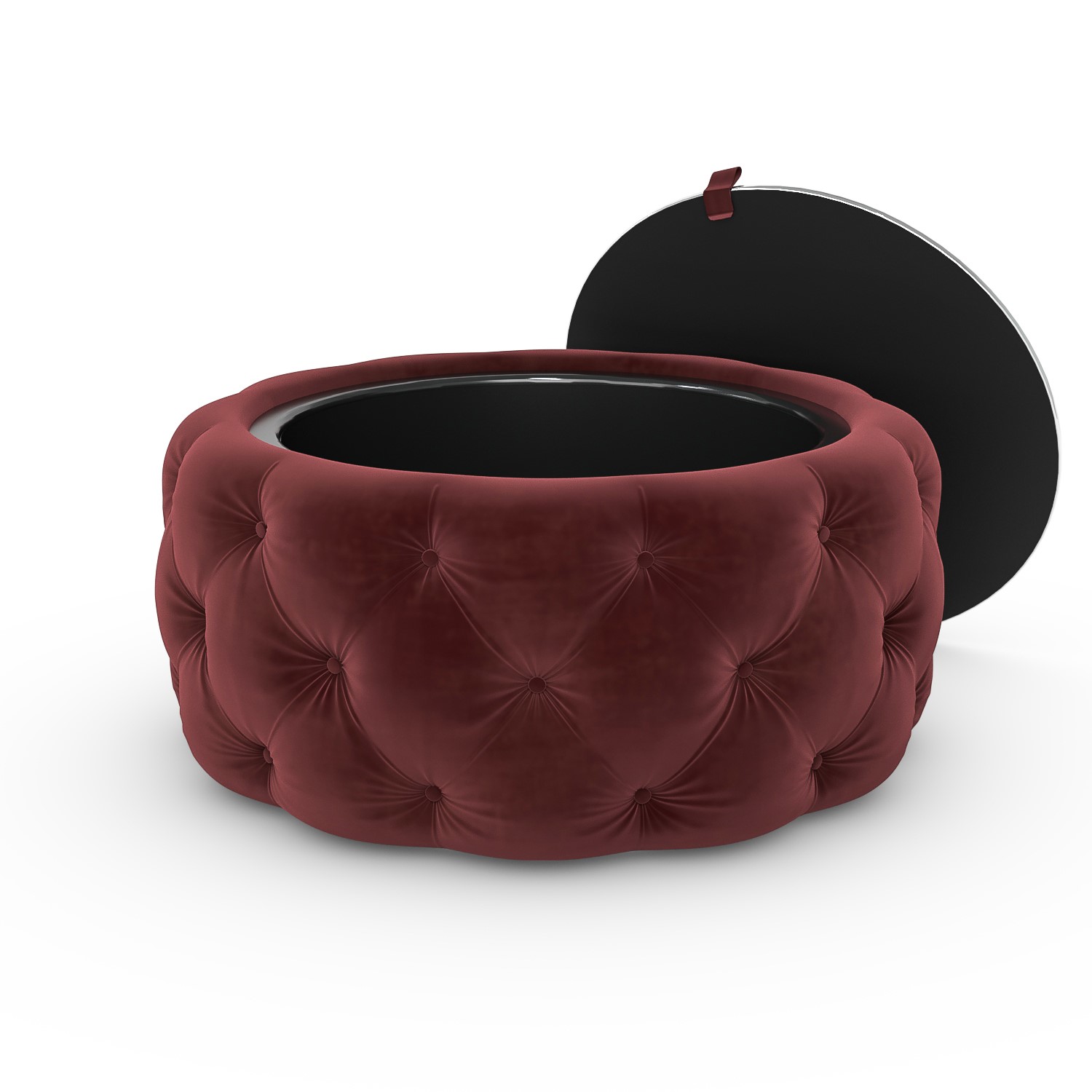Read more about Large round red velvet ottoman pouffe clio